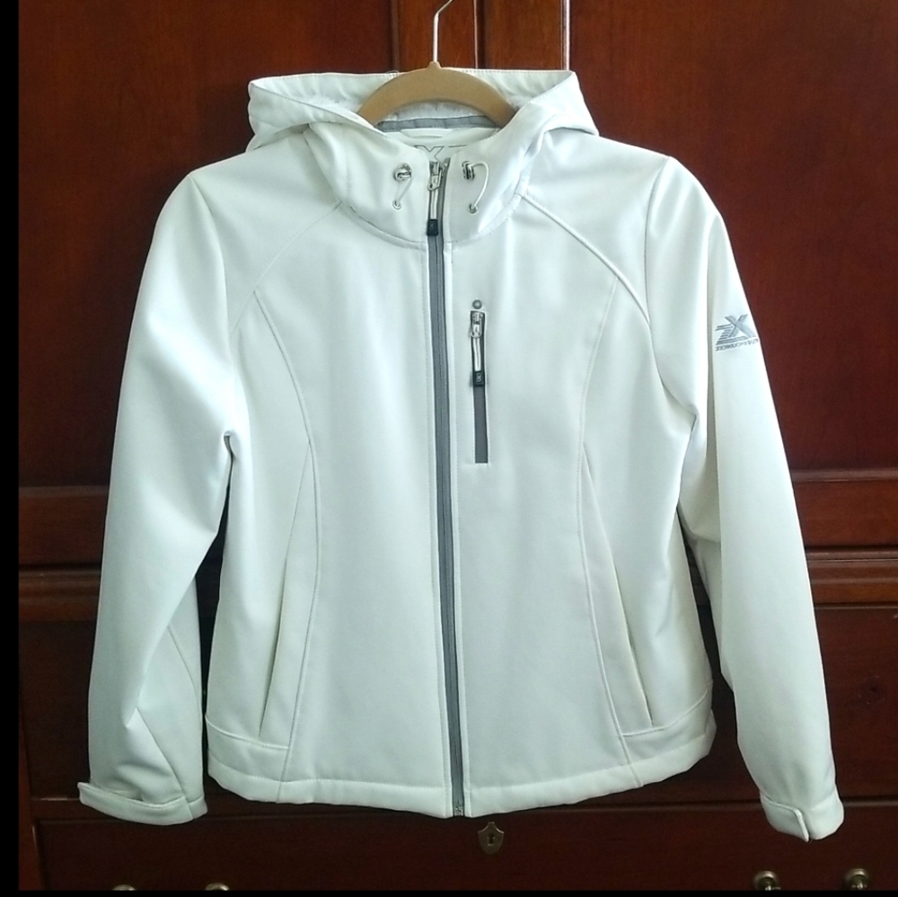 ZeroXposur White Soft Shell Hooded Lined Winter Jacket - PM
